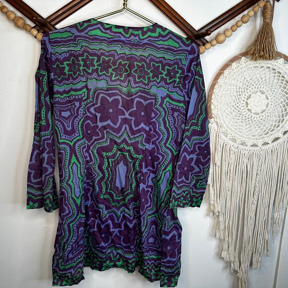 Robert Graham Purple Paisley Embellished Boho Tunic Top - Picture 4 of 4